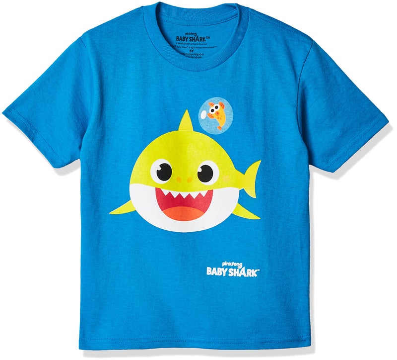Pinkfong Baby Boys Shark Short Sleeve T-Shirt, Turquoise, 3T US - Image 1